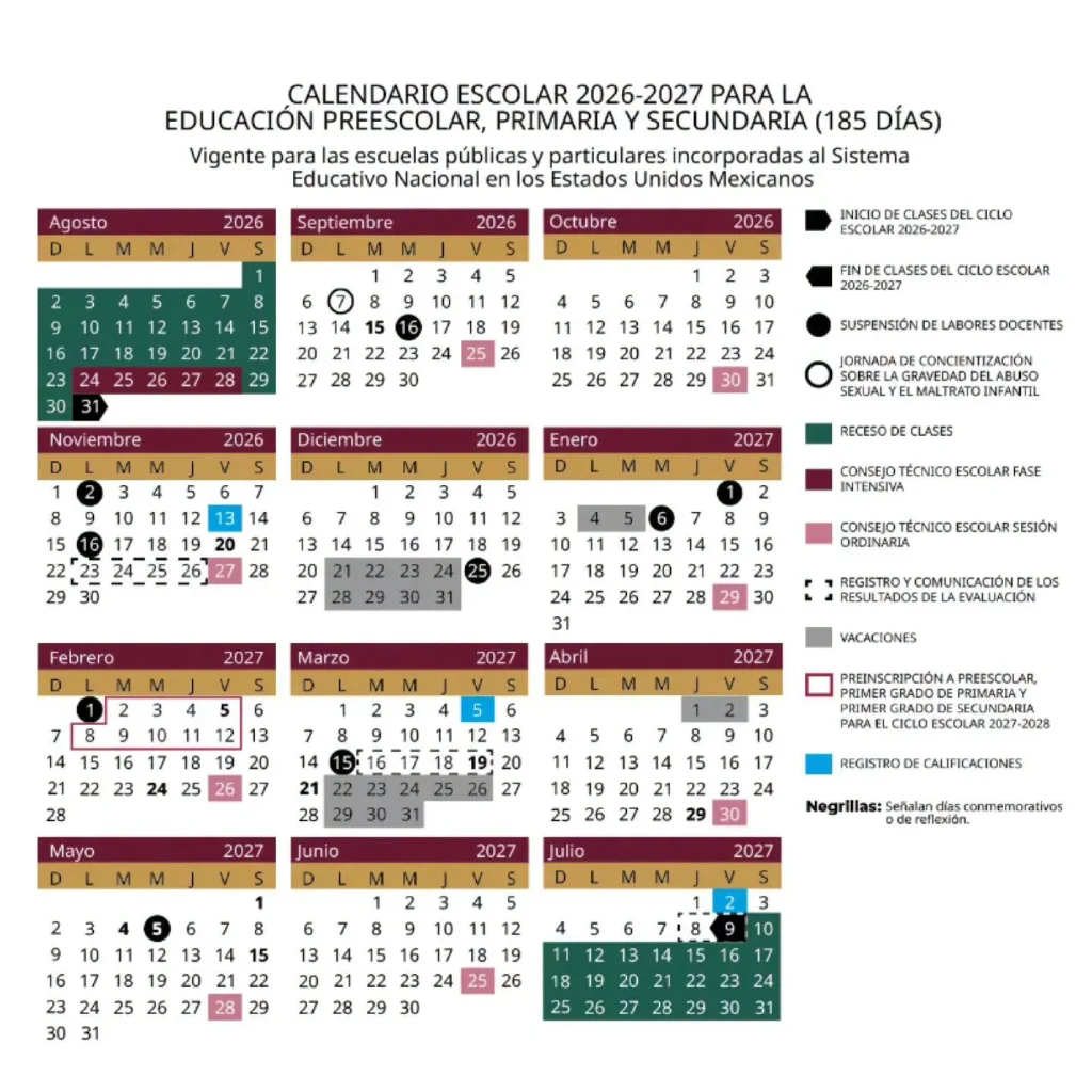 Calendario Escolar SEP 2026-2027 Oficial 2 calendario escolar sep 2026 2027