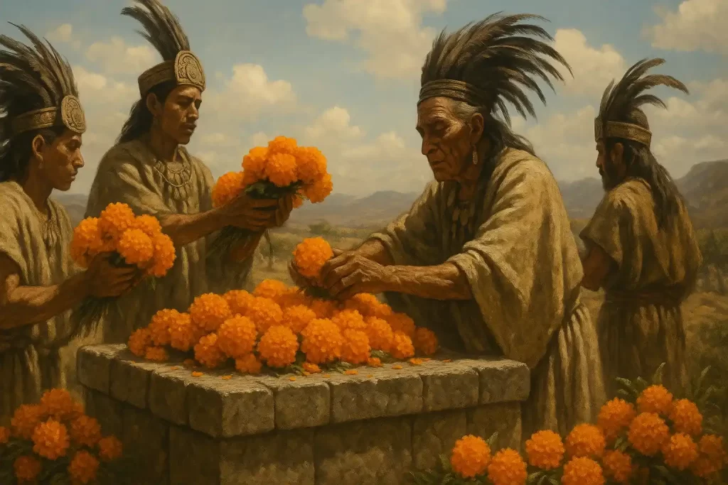 origen-prehispanico-de-la-flor-de-cempasuchil-1024x683 La leyenda de la flor de cempasúchil