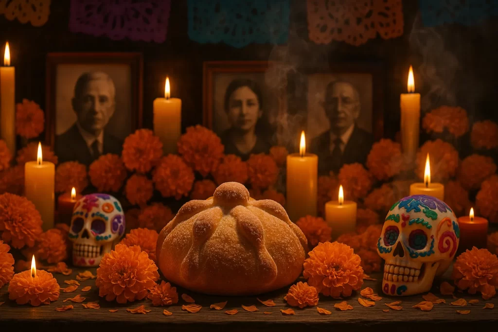 pan-de-muerto-altar-1024x683 Pan de Muerto: Historia y Variedades en el Día de Muertos