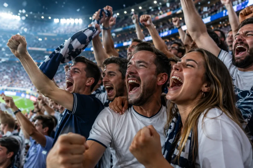 Ejemplo de paroxismo de emoción en un estadio